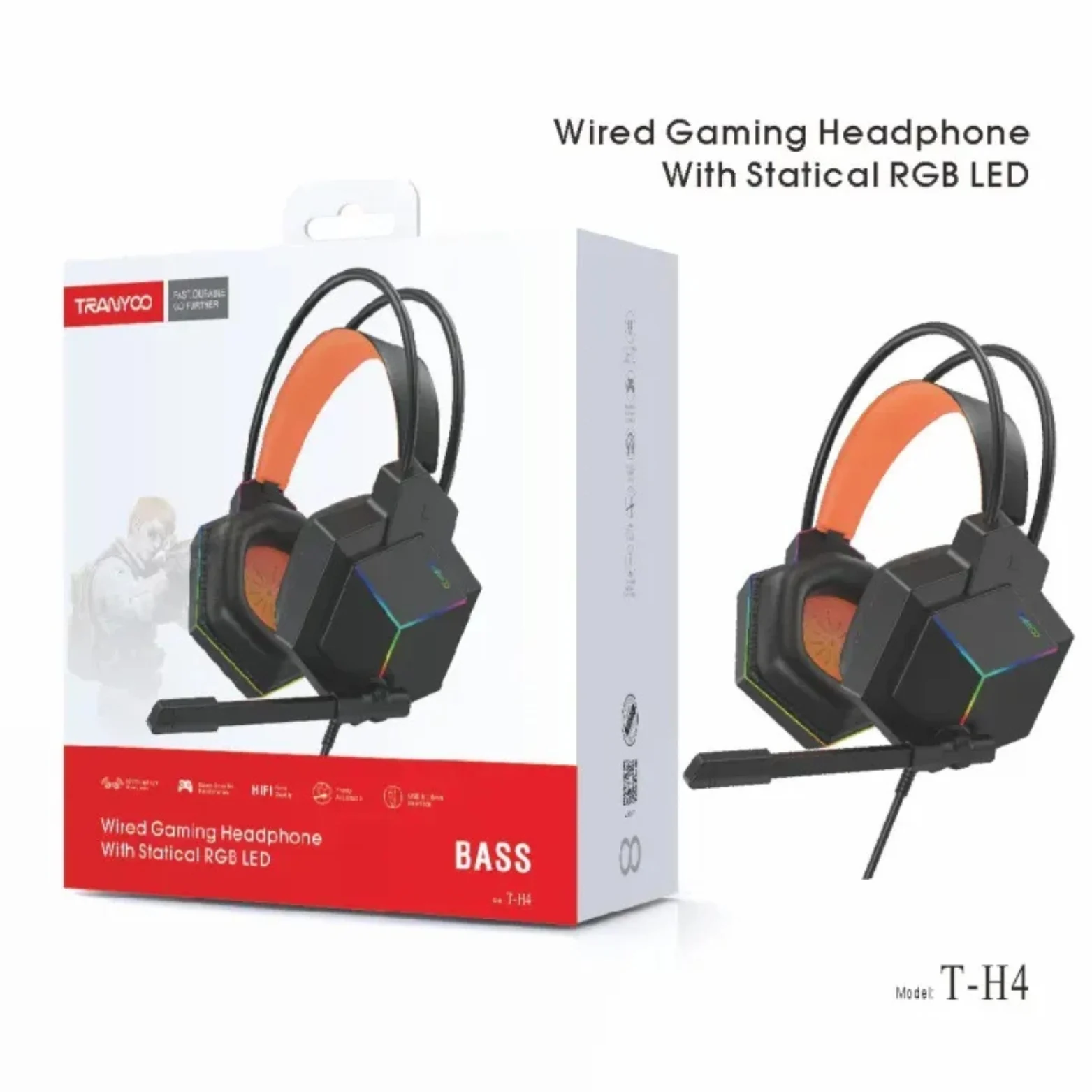 TRANYOO T-H4 Gaming Headphone Price in Bangladesh | RGB Stereo Sound Wired Headset with Mic